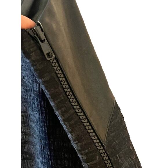 Helmut Lang Leather Accent Mini Tank Dress •2• Black Zippered Warped Suiting - Picture 3 of 14